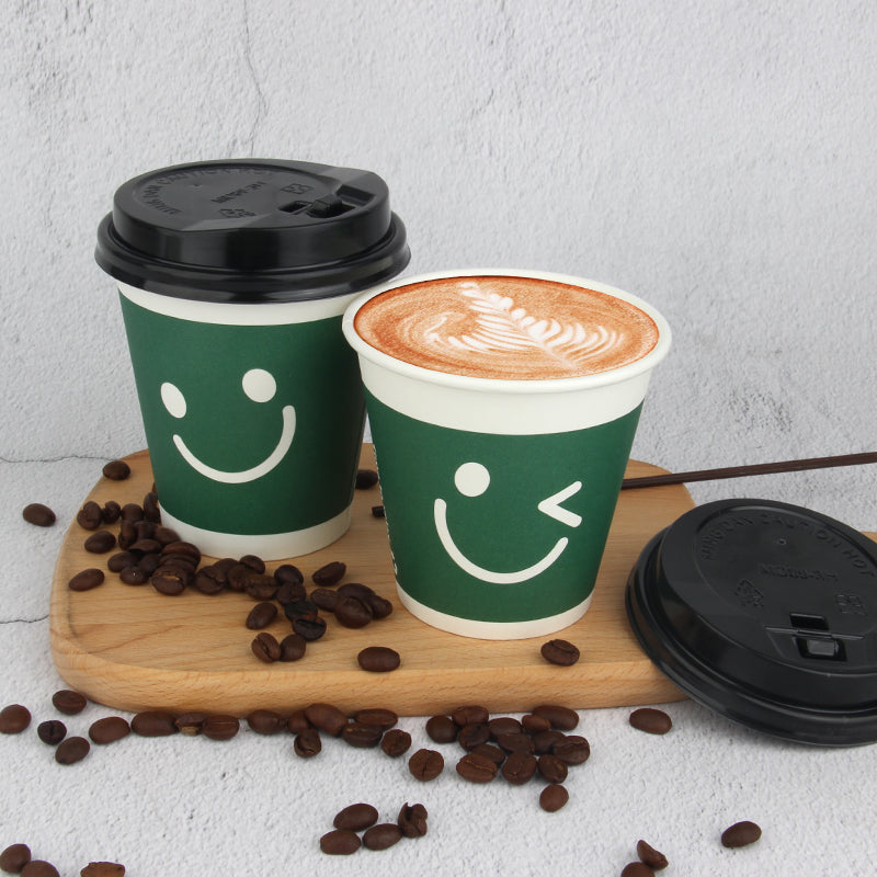 10oz Single Wall Disposable Paper Coffee Cup - Smiley