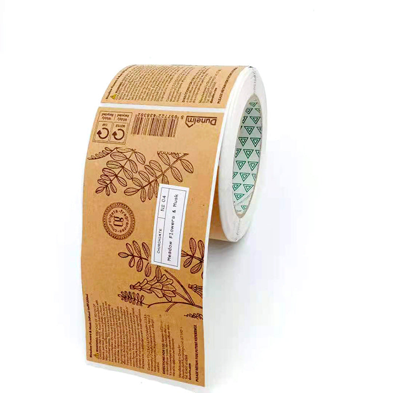 Custom Roll Kraft Paper Rectangle Labels