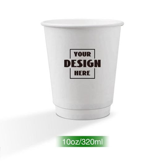 300ml (10oz) Double Wall 90mm Custom Printed Paper Coffee Cups