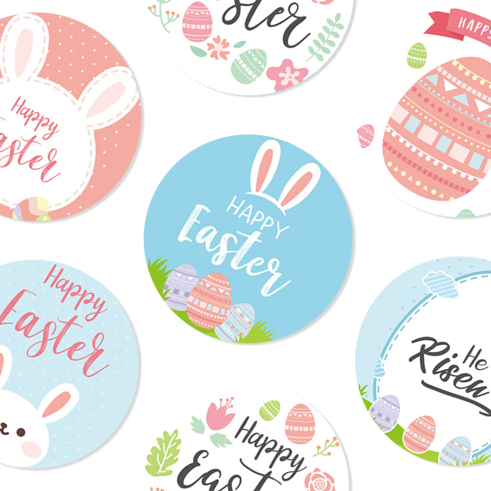 6 Design Happy Easter Stickers