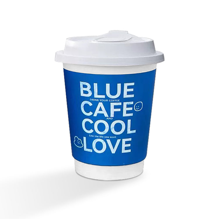 12oz Double Wall Disposable Paper Coffee Cup - Blue Coffee