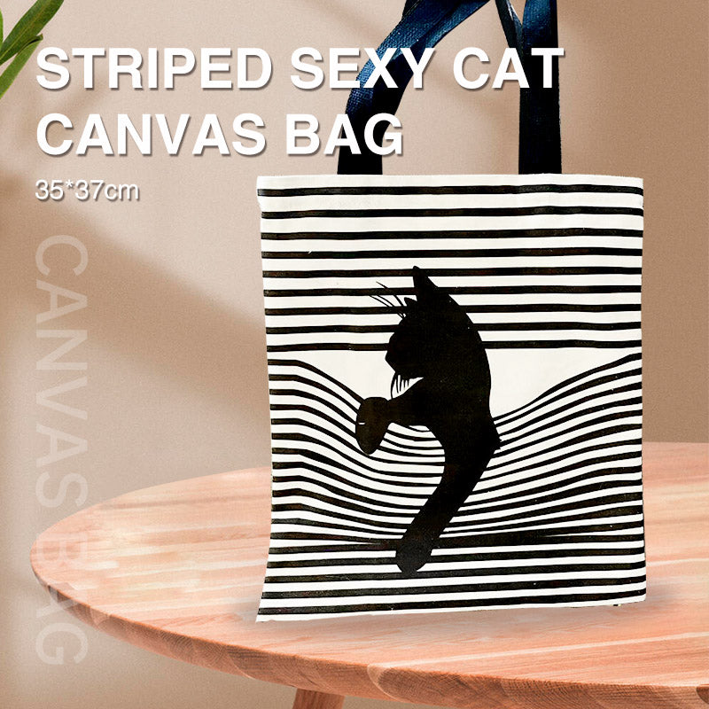 Cat Stripe Canvas Bag