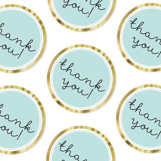 Mint Green Thank You Stickers