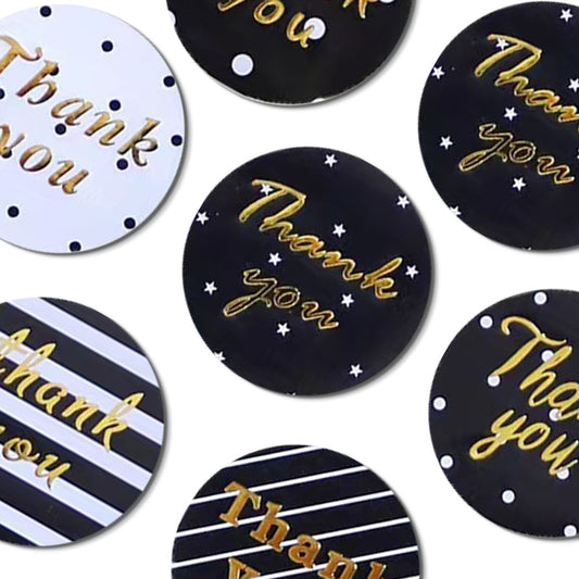 Black and White Thank You Stickers