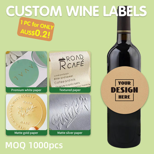 Custom Roll Circle Kraft Paper Wine Labels