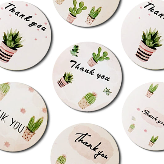 6 Design Cactus Thank You Stickers