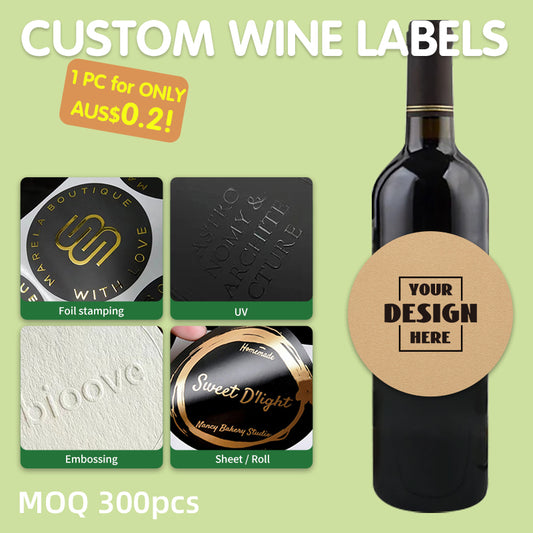 Custom Sheet Circle Kraft Paper Wine Labels