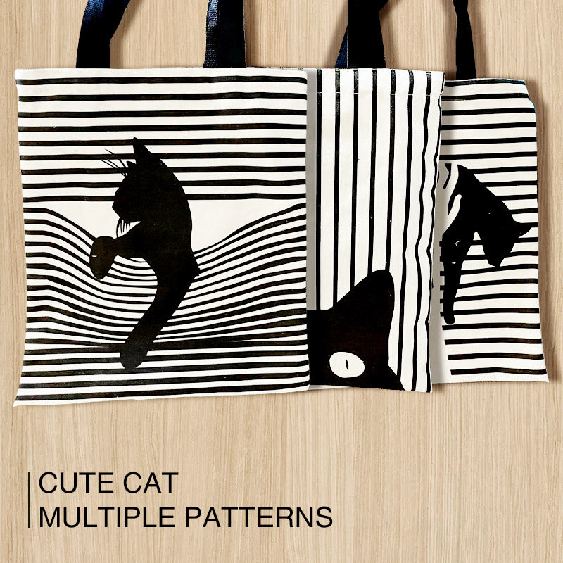 Cat Stripe Canvas Bag