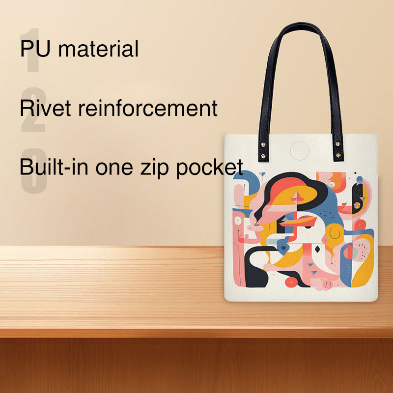 There are three major selling points of these bags, which are 1. PU material 2.Rivet reinforcement 3.Built-in one zip pocket.