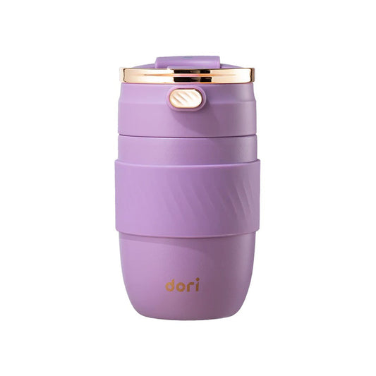 Portable Coffee Mug with Golden Tote - Violet