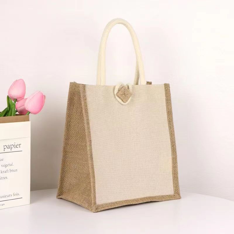 Custom Hessian Canvas Tote  Bag With Buckle