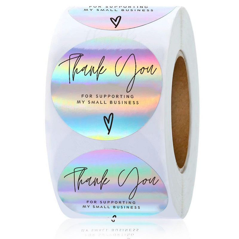 Rainbow Laser Thank You Stickers