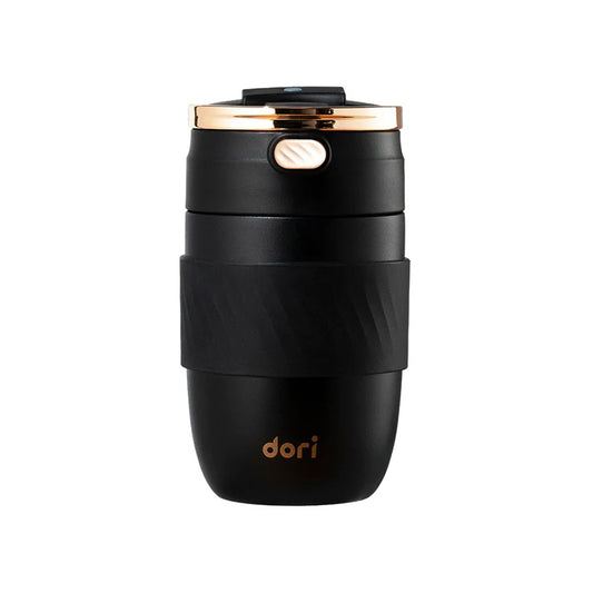 Portable Coffee Mug with Golden Tote - Black