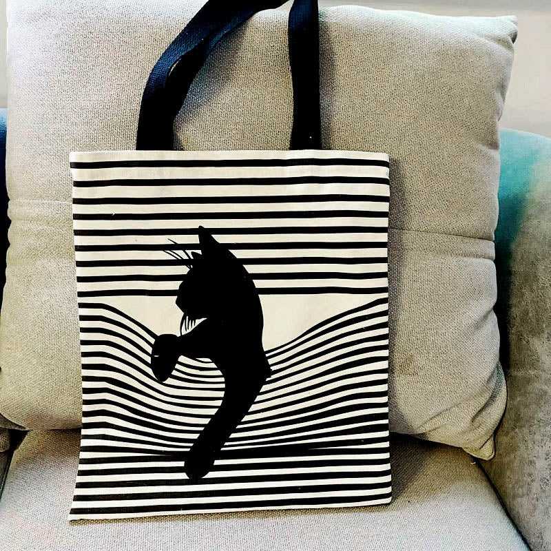 Cat Stripe Canvas Bag