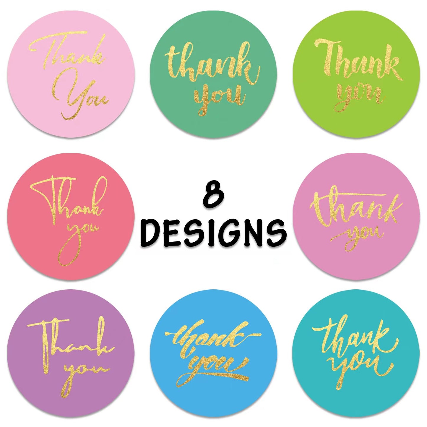 8 Colours Foil Stamping Thank You Stickers