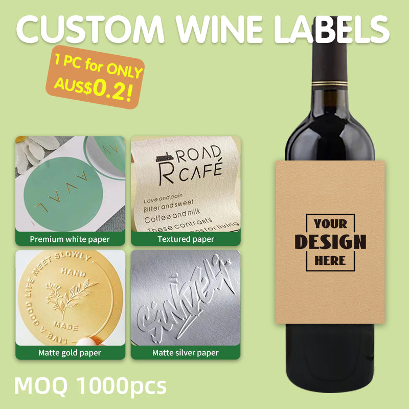 Custom Roll Rectangle Kraft Paper Wine Labels