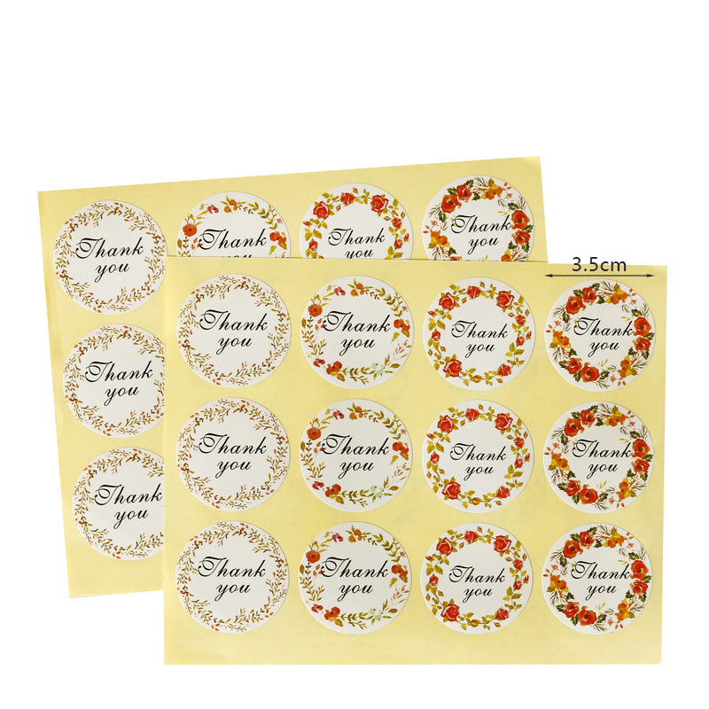 4 Design Flower Thank You Stickers