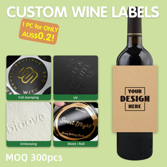 Custom Sheet Rectangle Kraft Paper Wine Labels
