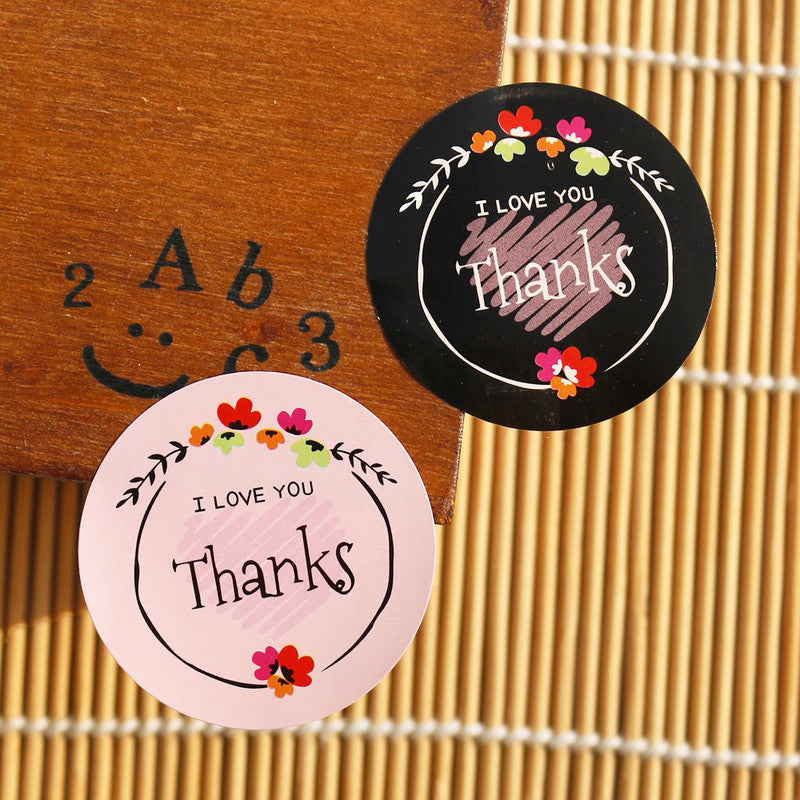 Black&Pink Thank You Stickers