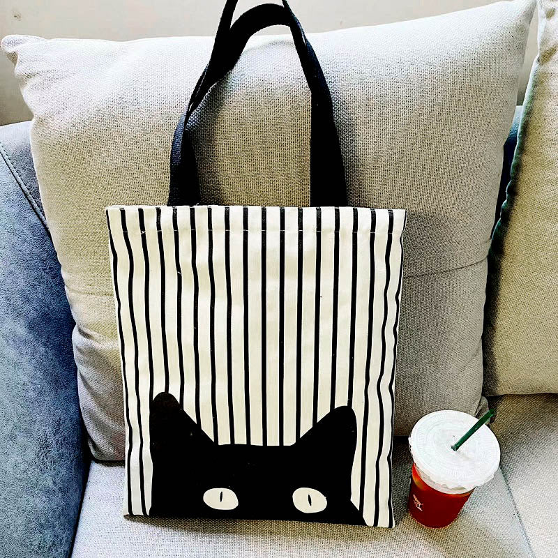 Cat Stripe Canvas Bag
