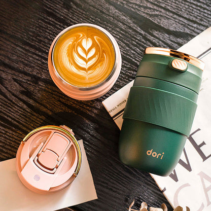 Portable Coffee Mug with Golden Tote - Green