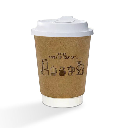 12oz Double Wall Disposable Paper Coffee Cup  - Sketch