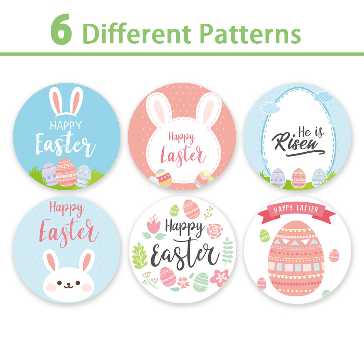 6 Design Happy Easter Stickers