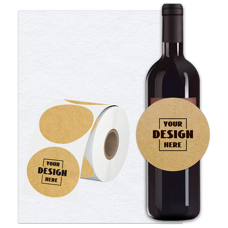 Custom Roll Circle Kraft Paper Wine Labels