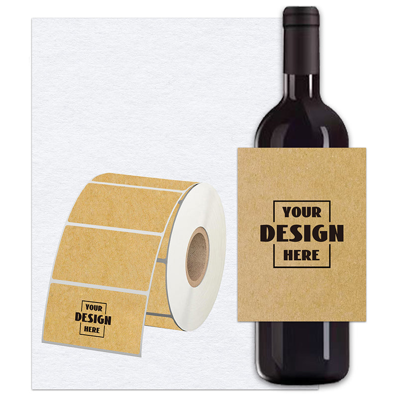 Custom Roll Rectangle Kraft Paper Wine Labels