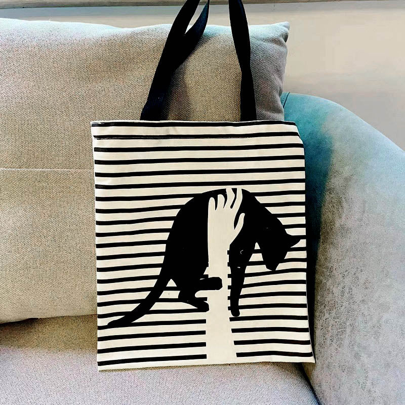 Cat Stripe Canvas Bag