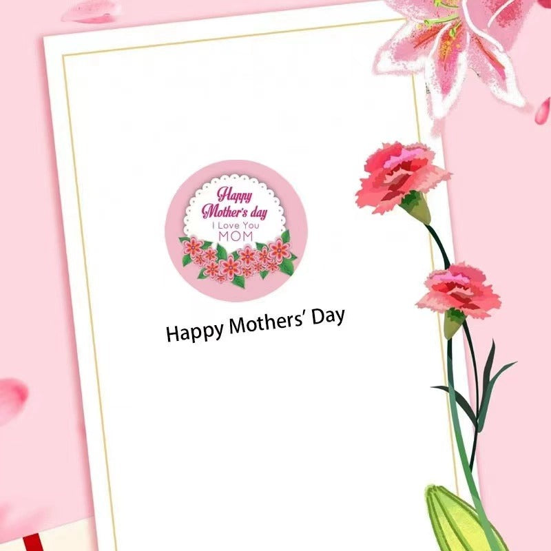 4 Design Mother‘s Day Stickers With Flowers