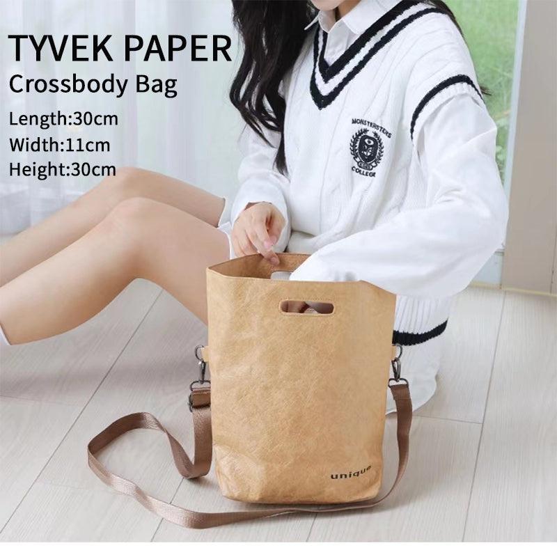 Tyvek paper Washed Kraft Paper Crossbody Bag