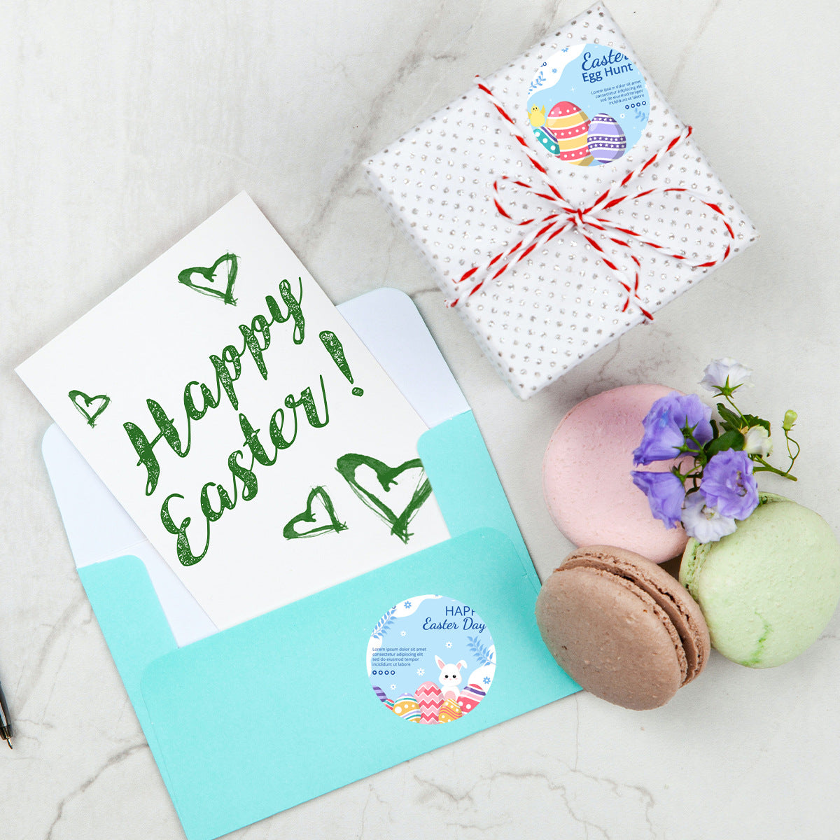 Happy Easter Stickers with Bunny&Egg