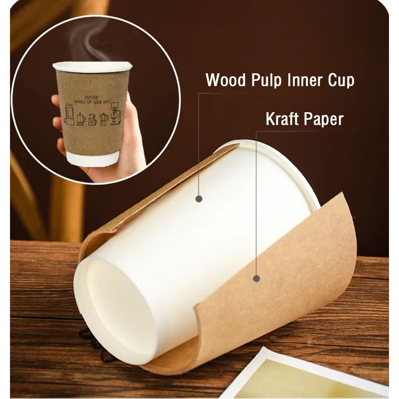 12oz Double Wall Disposable Paper Coffee Cup  - Sketch