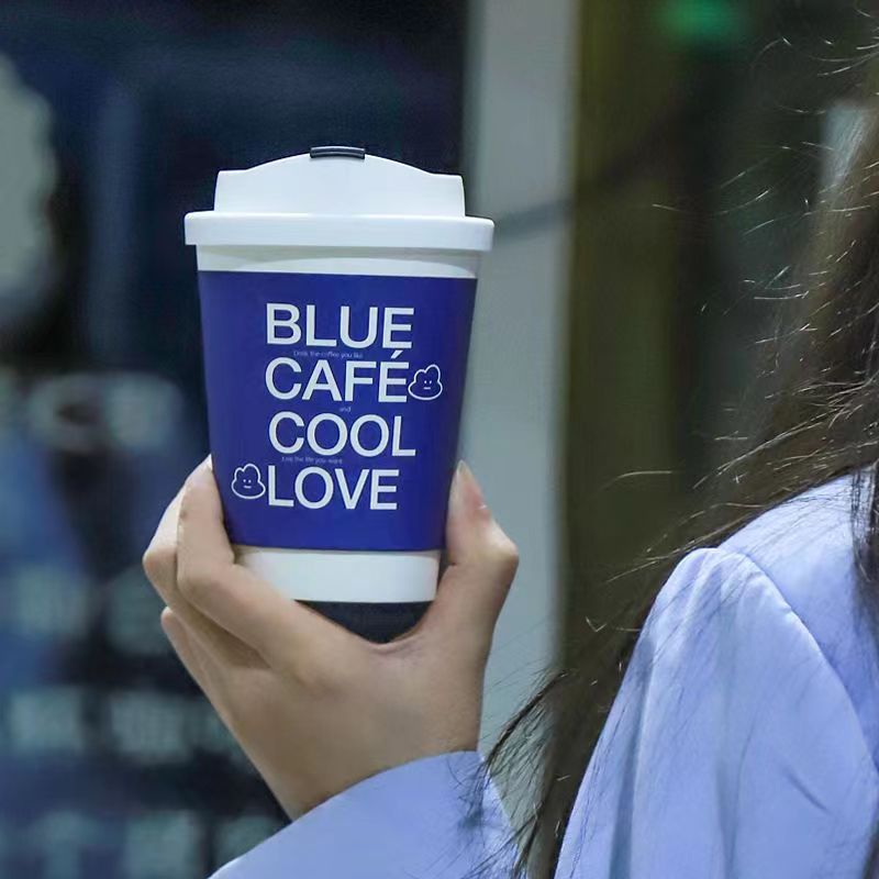 12oz Double Wall Disposable Paper Coffee Cup - Blue Coffee