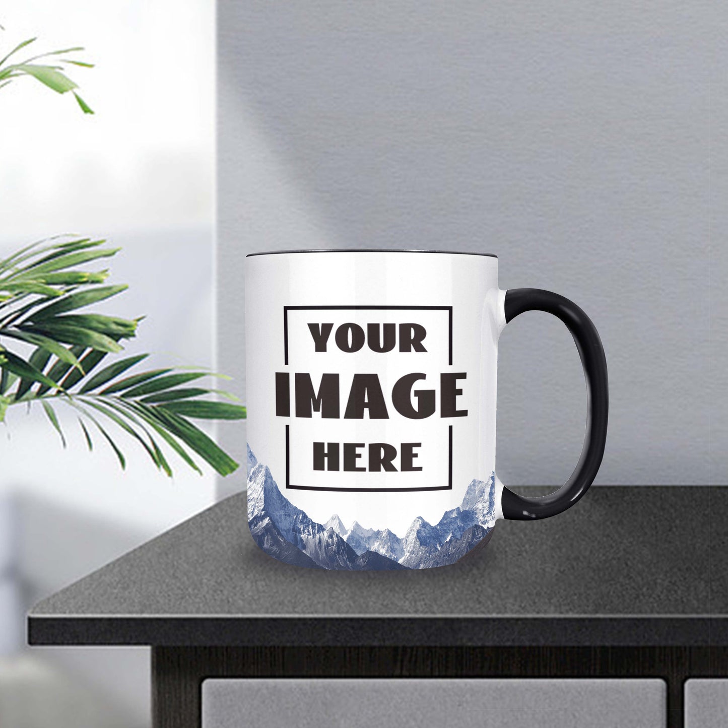 The 11oz custom mugs are made by choosing your favourite pictures and words.