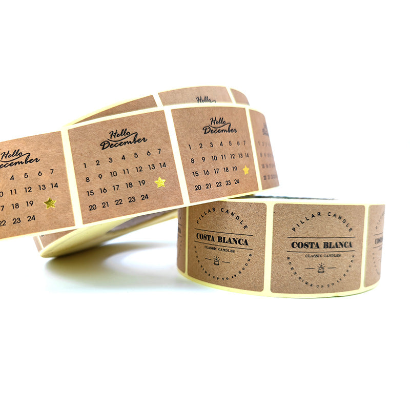 Custom Roll Kraft Paper Square Labels