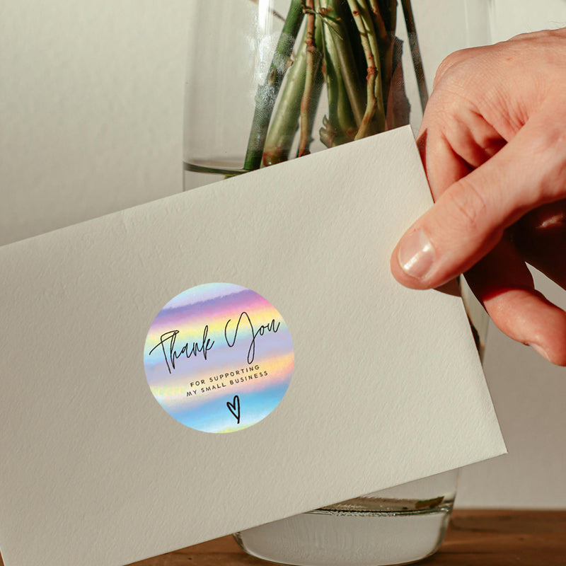 Rainbow Laser Thank You Stickers