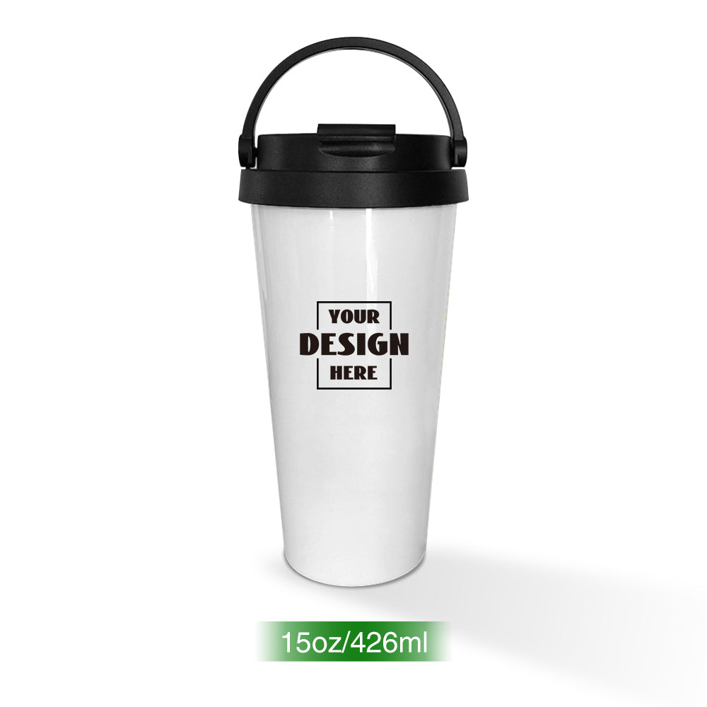 15oz Custom Portable Water Cup With Lid - White