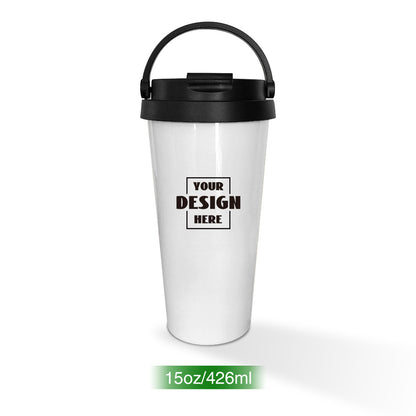 15oz Custom Portable Water Cup With Lid - White
