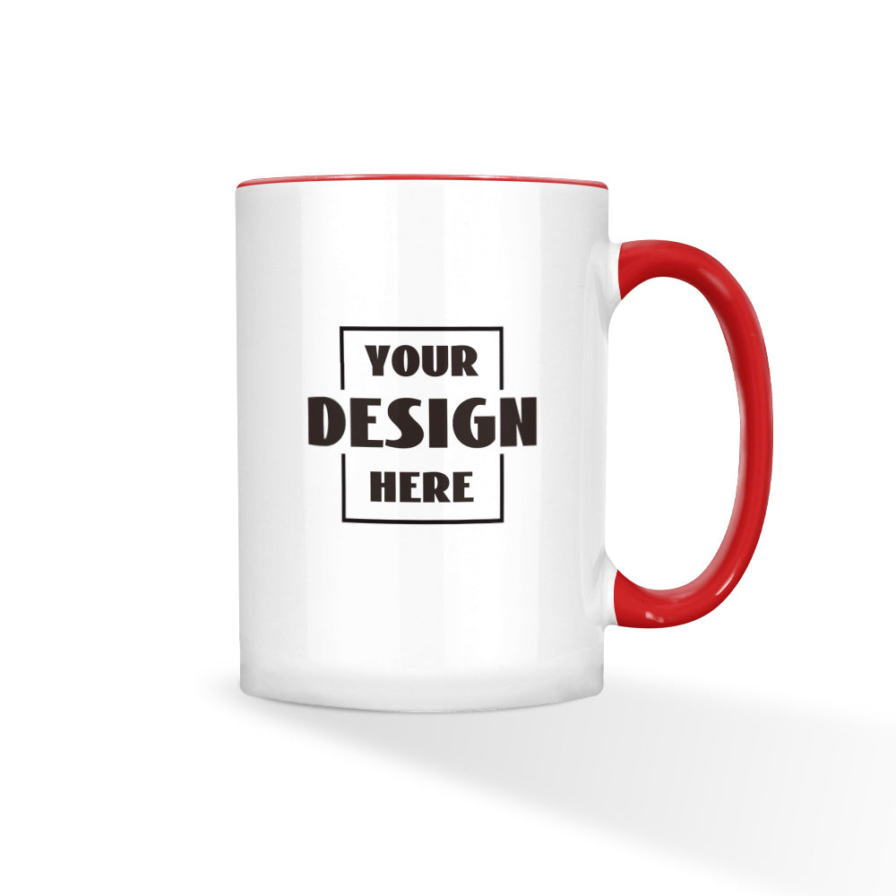 The 11oz custom mugs are made by choosing your favourite pictures and words.