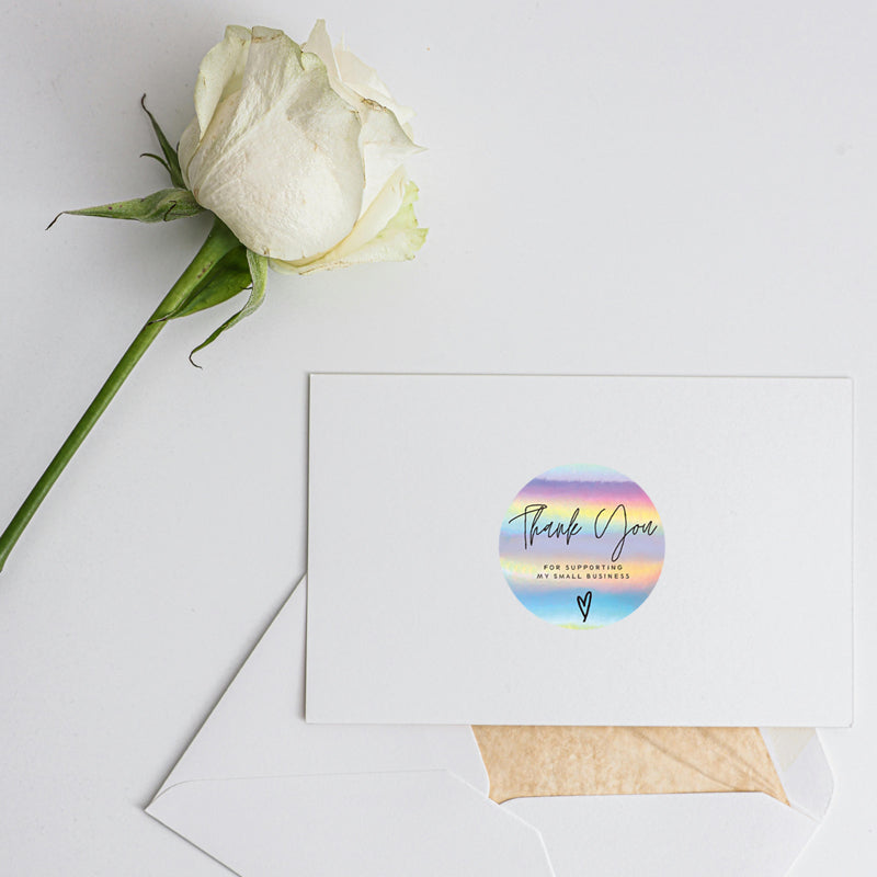 Rainbow Laser Thank You Stickers