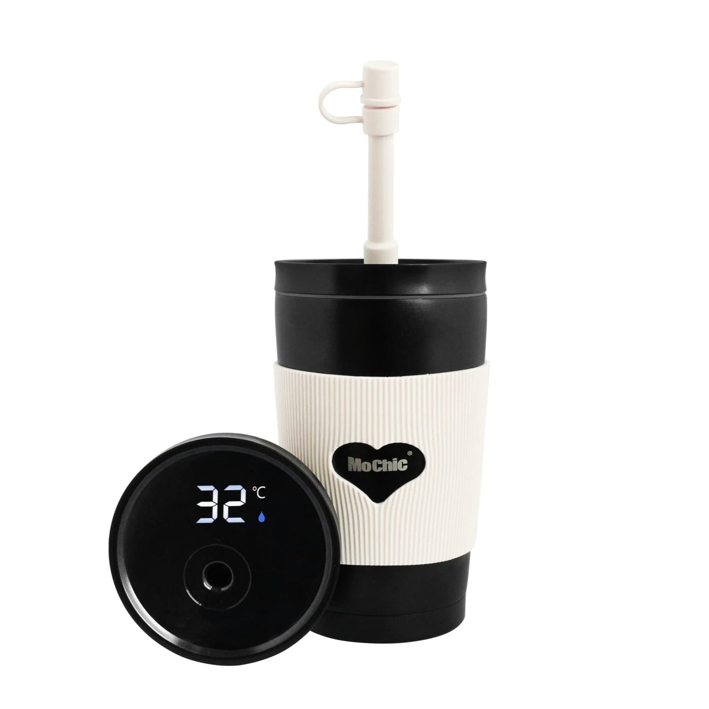 16oz LED Temperature Display Cup with Straw Lid - Black