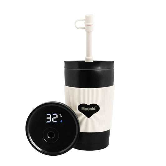 16oz LED Temperature Display Cup with Straw Lid - Black