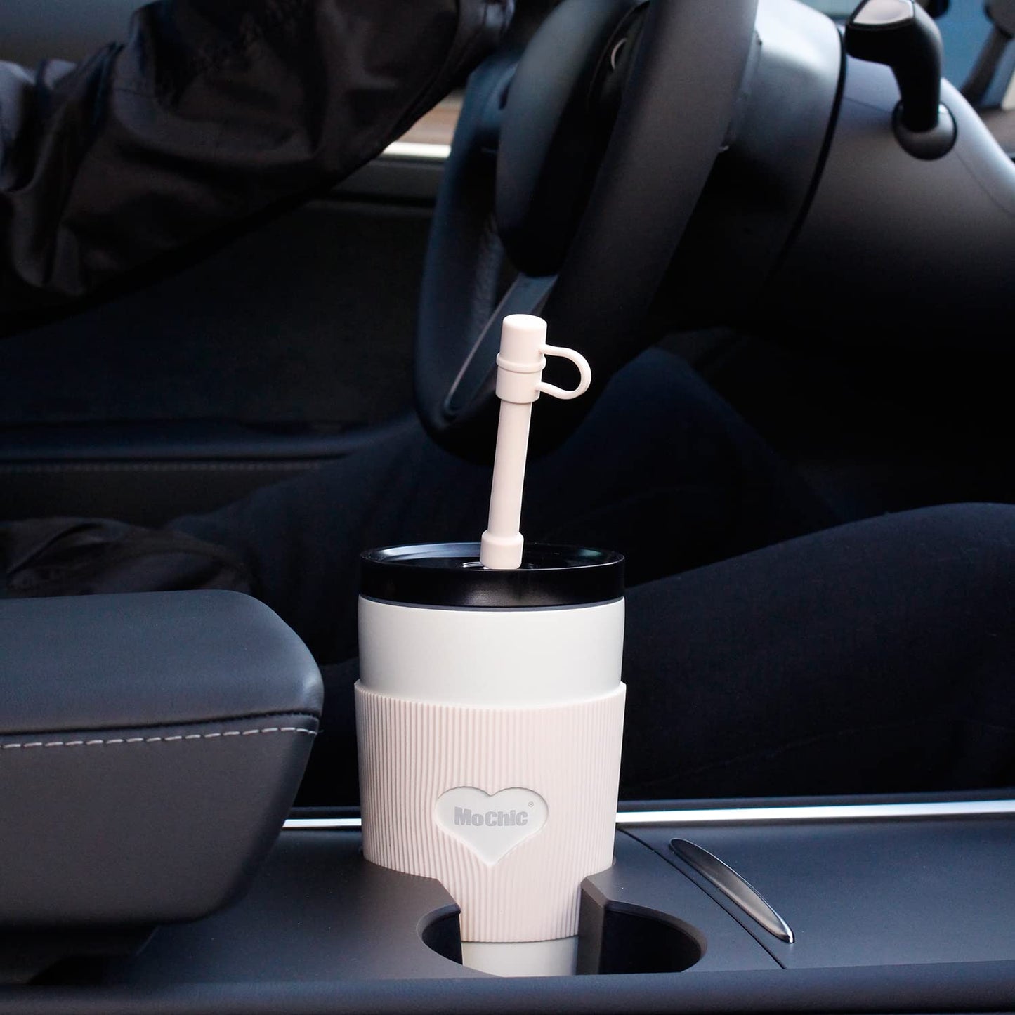 16oz LED Temperature Display Cup with Straw Lid - White
