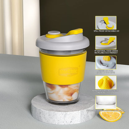 Reusable Glass Coffee Cup - Lemon Yellow