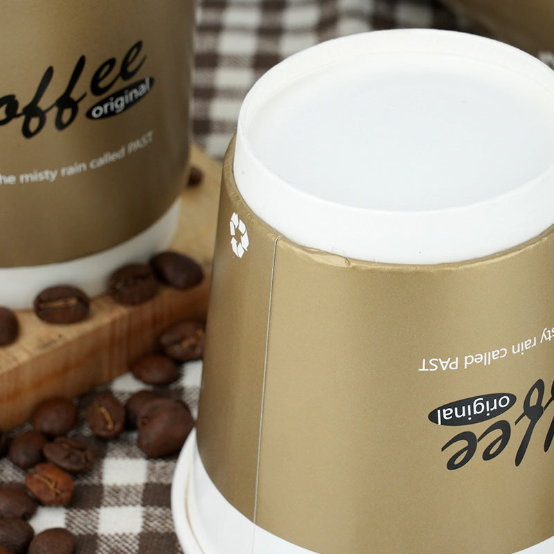 8oz Double Wall Disposable Paper Coffee Cup - Gold