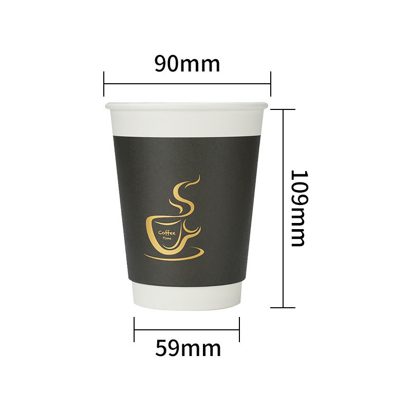 8/12oz Double Wall Disposable Paper Coffee Cup - Black Foil Stamping