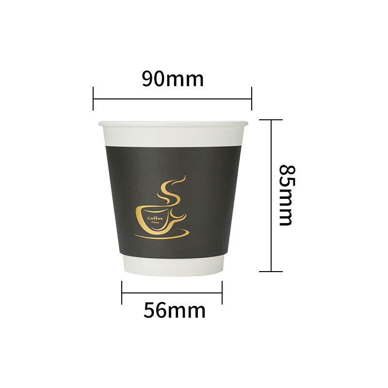 8/12oz Double Wall Disposable Paper Coffee Cup - Black Foil Stamping