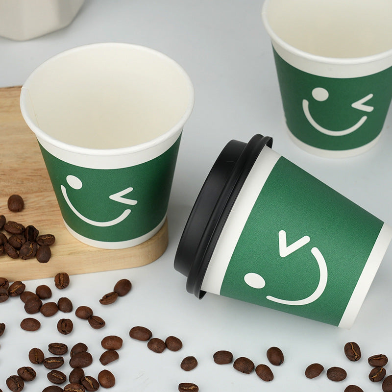 10oz Single Wall Disposable Paper Coffee Cup - Smiley